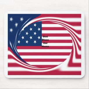 Beautiful USA Flag God Bless Our Home Mouse Pad