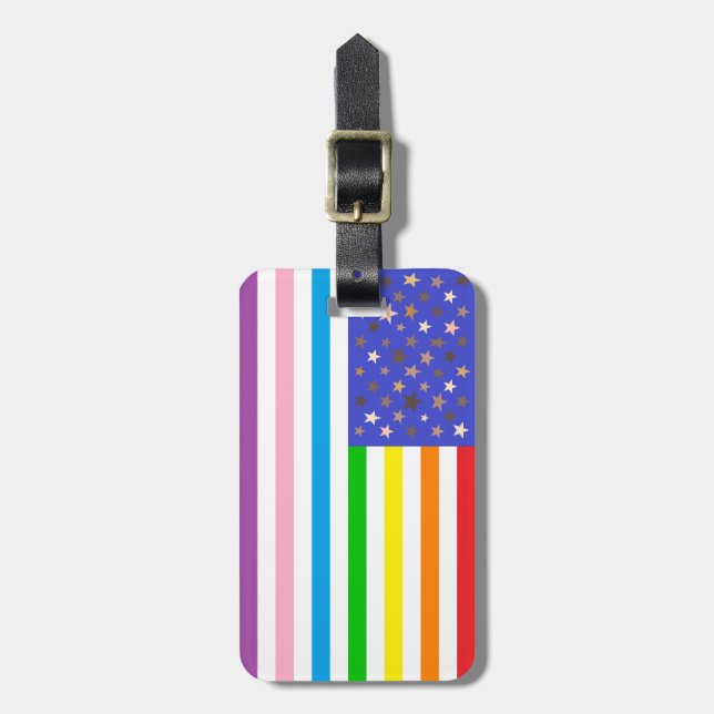 Beautiful USA Flag Luggage Tag (Front Vertical)