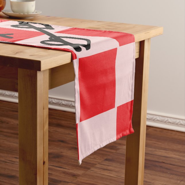 Beautiful Valentine Tic Tac Toe Short Table Runner (In Situ)