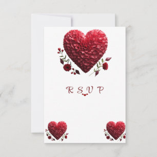 Beautiful Valentine's Day Flower Petal Hearts RSVP Card