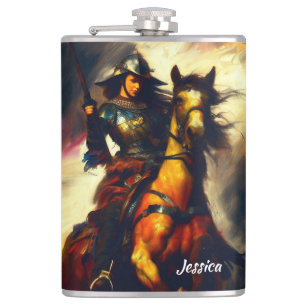 Beautiful Valkyrie on Horseback Hip Flask
