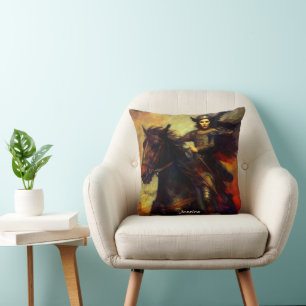 Beautiful Valkyrie on Horseback Throw Pillow