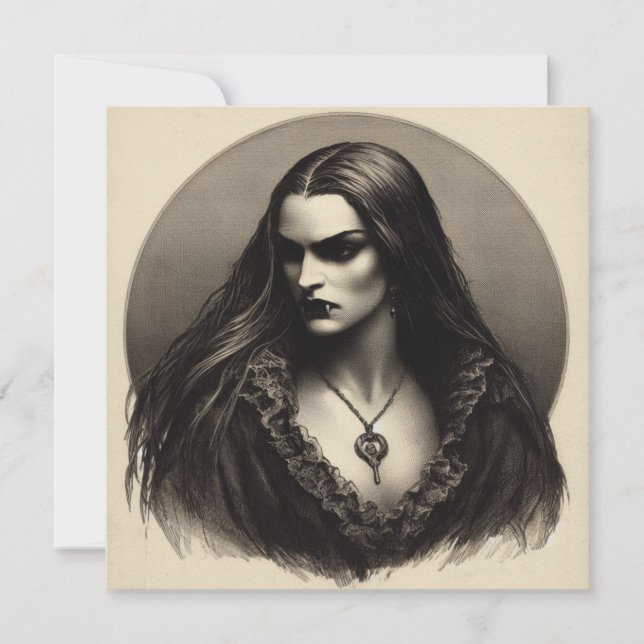 Beautiful Vampire Antique Illustration Card (Front)
