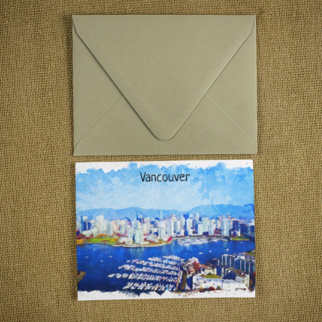 Beautiful Vancouver Canada City View Postcard (Vancouver canada vintage travel postcard)