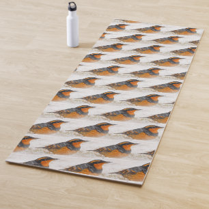 Beautiful Varied Thrush on a Snowy Winter's Day Yoga Mat