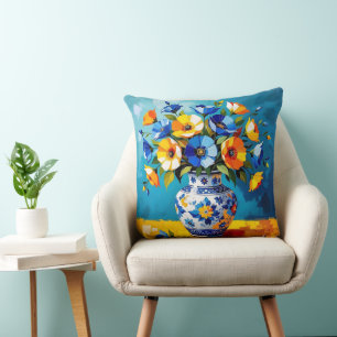 Beautiful Vase of Flowers Throw Pillow