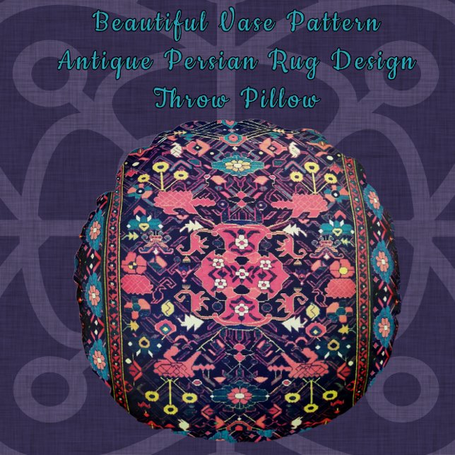 Beautiful Vase Pattern Antique Persian Oriental Round Pillow (Creator Uploaded)