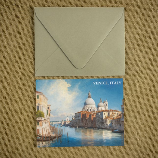 Beautiful Venice, Italy Artwork Postcard (Venice Italy gondola view postcard)