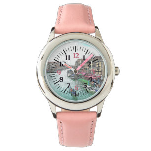 Beautiful Venice Italy with Pink Numerals Watch