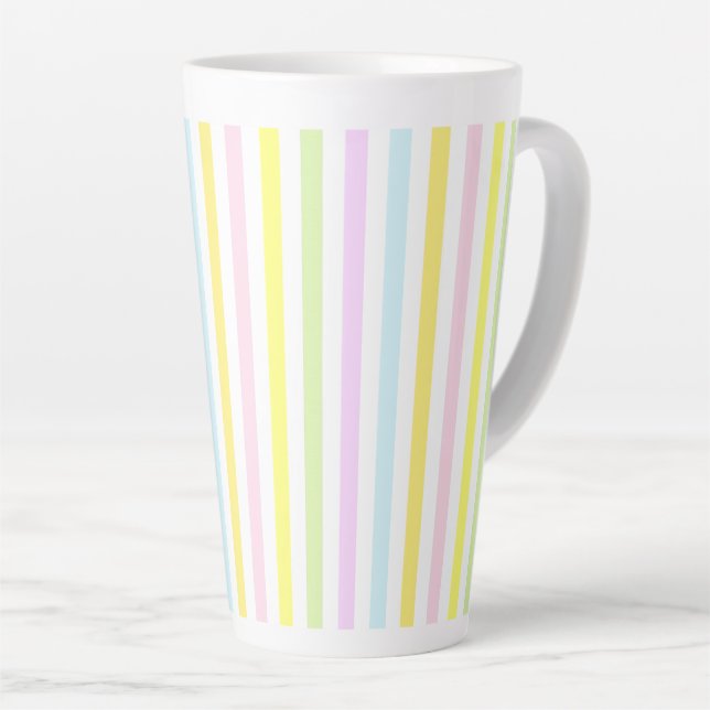 Beautiful Vertical Stripes in Pastel Colours Latte Mug (Right Angle)