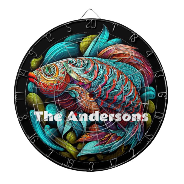 Beautiful Vibrant Fish Dartboard (Front)