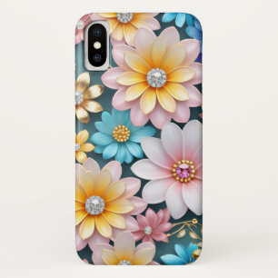 Beautiful Vibrant Pastel Floral Pattern with Gems Case-Mate iPhone Case