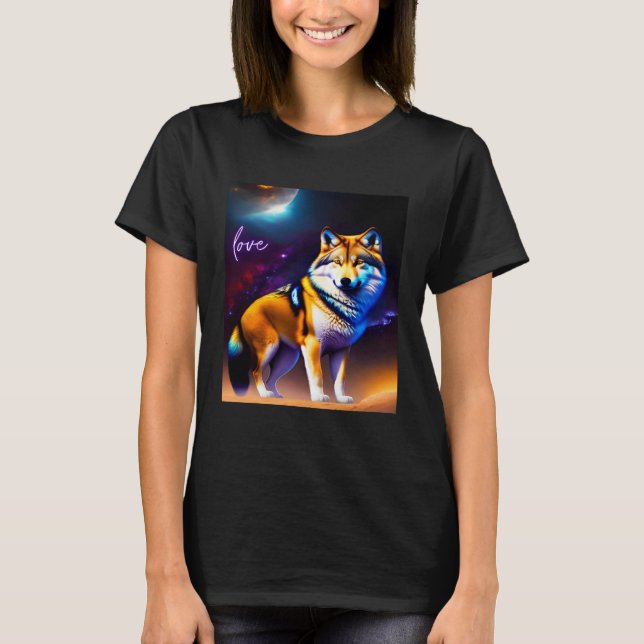 Beautiful Vibrant Wolf Nature s Beauty  1 T-Shirt (Front)