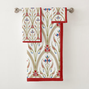 Beautiful Victorian Baroque Floral Pattern Bath Towel Set