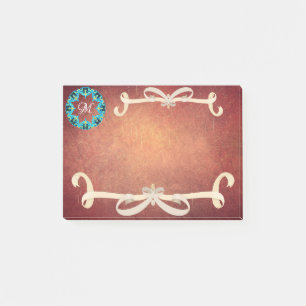 Beautiful Victorian Bow Tie with Monogram Post-it Notes