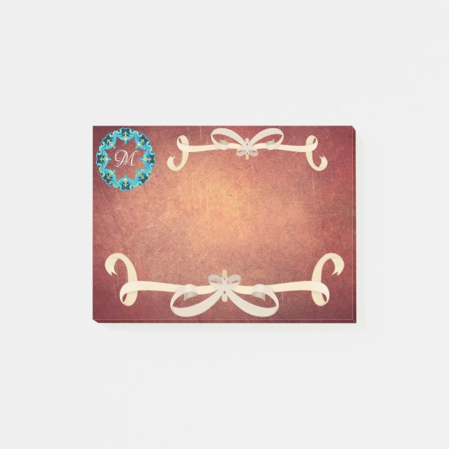 Beautiful Victorian Bow Tie with Monogram Post-it Notes (Front)