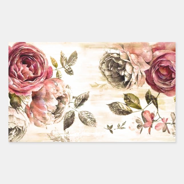 Beautiful Victorian Floral Painting Sticker (Front)