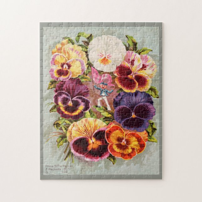 Beautiful Victorian Floral Seed Packet PANSIES Jigsaw Puzzle (Vertical)