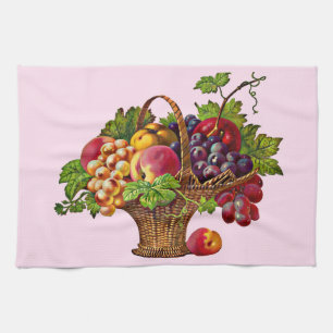 beautiful Victorian fruit basket Kitchen Towel