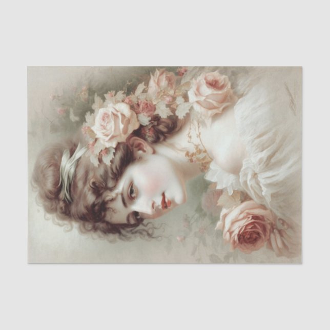 Beautiful Victorian Lady Tissue Paper (Front)