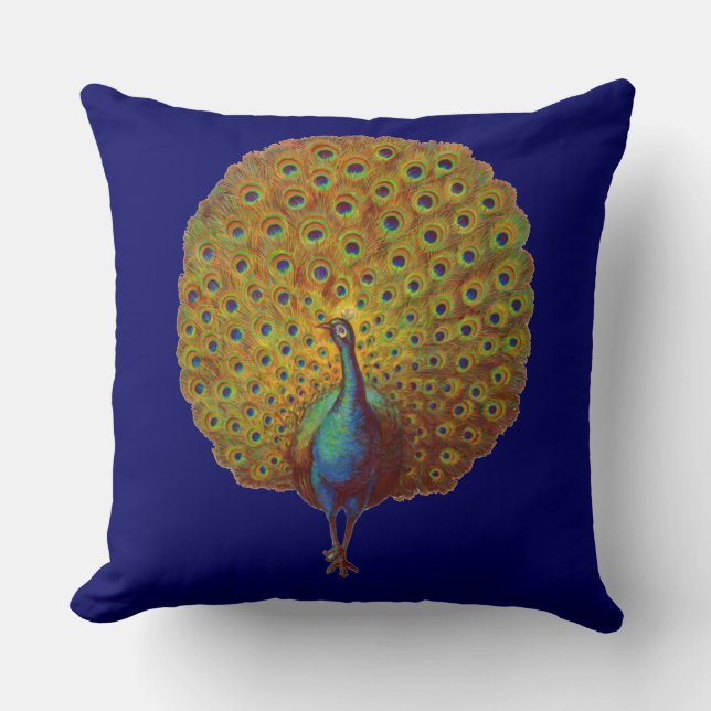 beautiful Victorian peacock print Throw Pillow (Front)
