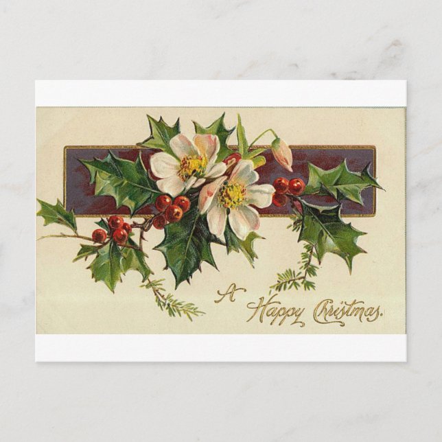 Beautiful Victorian Vintage Holidays Christmas Holiday Postcard (Front)