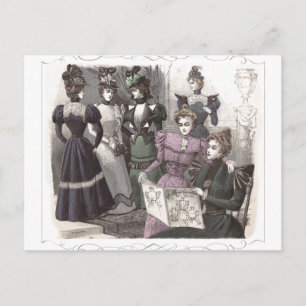 Beautiful Victorian Women in Long Vintage Dresses Postcard
