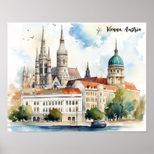 Beautiful Vienna Austria City View Painting Poster