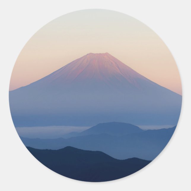 Beautiful view Mt. Fuji, Japan, Sunrise Classic Round Sticker (Front)