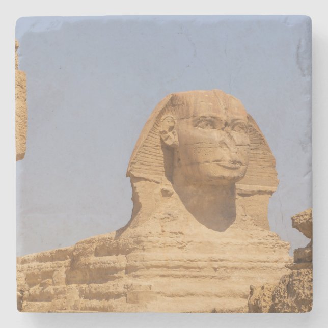 Beautiful View of Ancient Great Sphinx in Egypt Stone Coaster (Front)