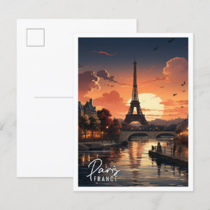 Beautiful view of Eiffel Tower Paris France Postcard