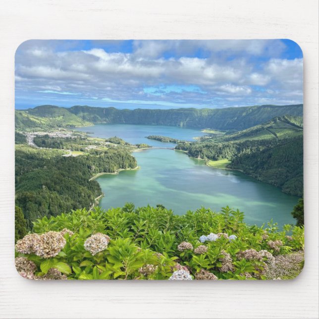 Beautiful View of Sete Cidades Caldera, Azores Mouse Pad (Front)