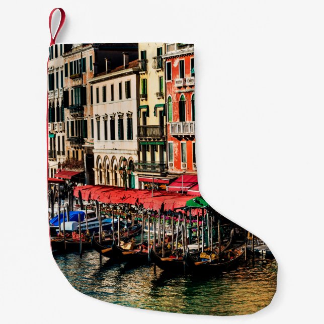 Beautiful view of water street and old buildings i small christmas stocking (Front)