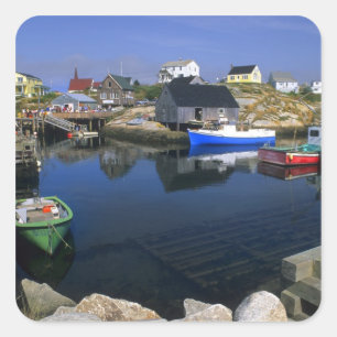 Beautiful village of Peggy's Cove with harbour Square Sticker