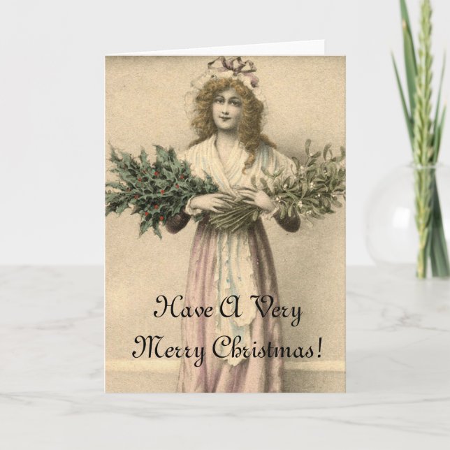 Beautiful Vintage Angel Merry Christmas Card (Front)