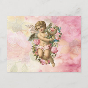 Beautiful Vintage Angel with Flowers Postcard