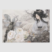 Beautiful Vintage Asian & Black Raven