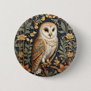 Beautiful Vintage Barn Owl William Morris Inspired 2 Inch Round Button