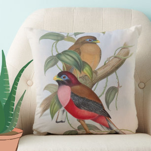 Beautiful Vintage Birds Reversible Pillow