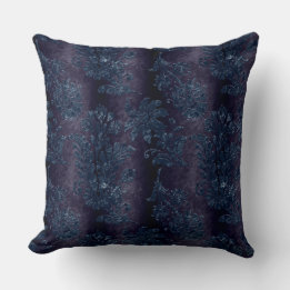 Beautiful,vintage,black, embossed velvet damask Throw Pillow