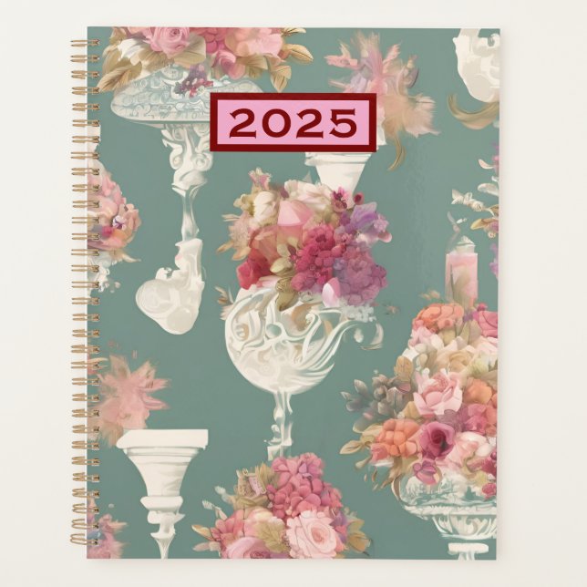 Beautiful Vintage Blue Bouquet Planner (Front)