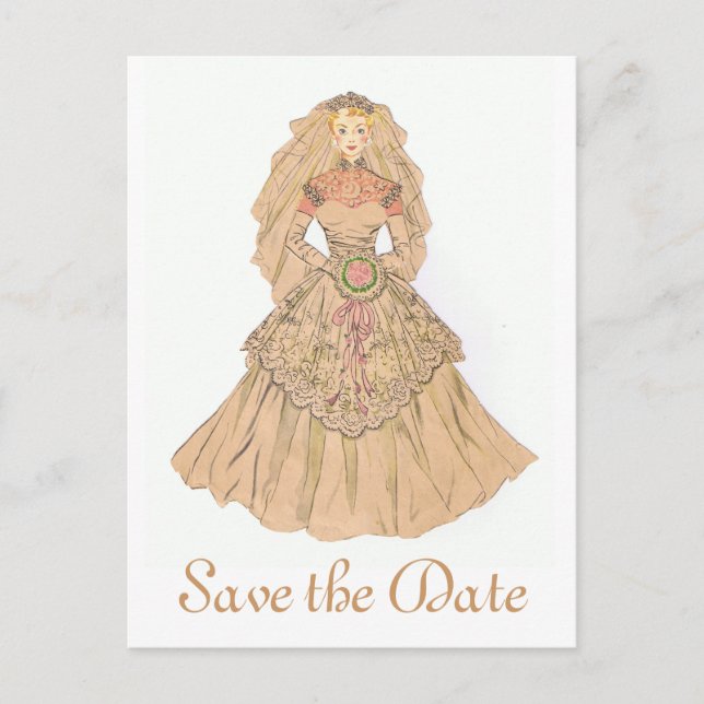 Beautiful Vintage Bride Announcement Postcard (Front)