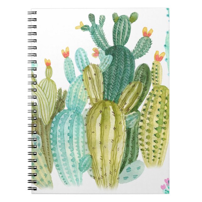 Beautiful vintage cacti, succulents, cactus bloomi notebook (Front)