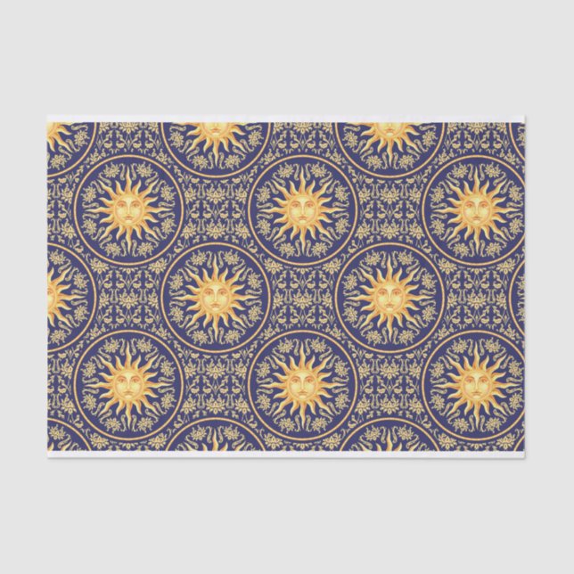 Beautiful Vintage Celestial Sun Pattern Tissue Paper (Front)