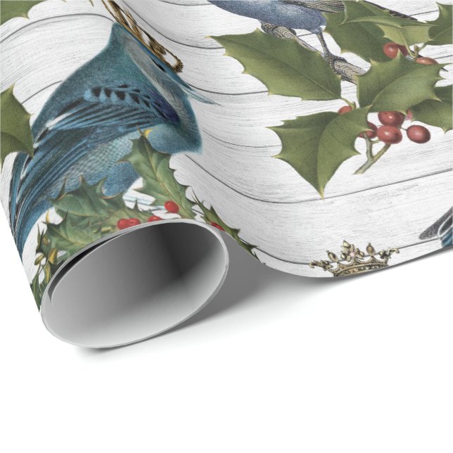 Beautiful vintage Christmas bird pattern Wrapping Paper (Roll Corner)