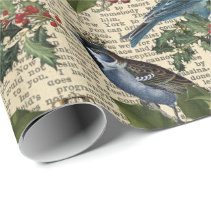 Beautiful vintage Christmas bird pattern Wrapping Paper
