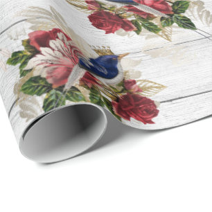 Beautiful vintage Christmas bird pattern Wrapping Paper