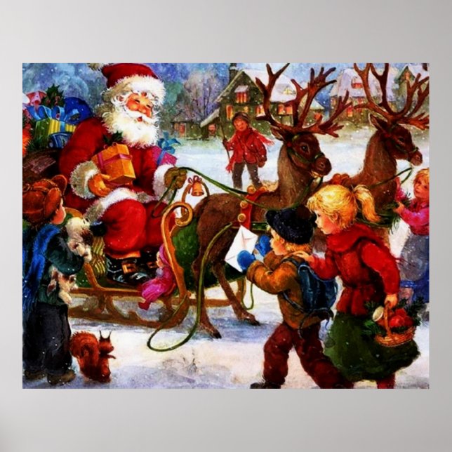 Beautiful Vintage Christmas Painting Poster (Front)