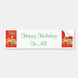 Beautiful Vintage Christmas Reindeer Bumper Sticker