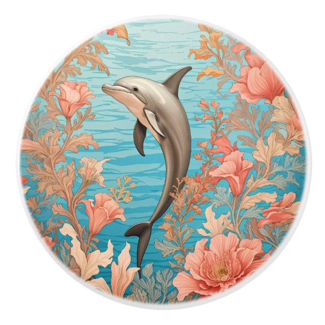 Beautiful Vintage Dolphin  Ceramic Knob (Front)